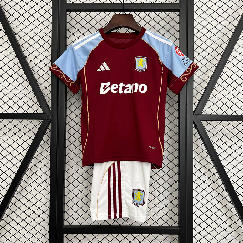 25/26 Aston Villa Home Kit Infantil