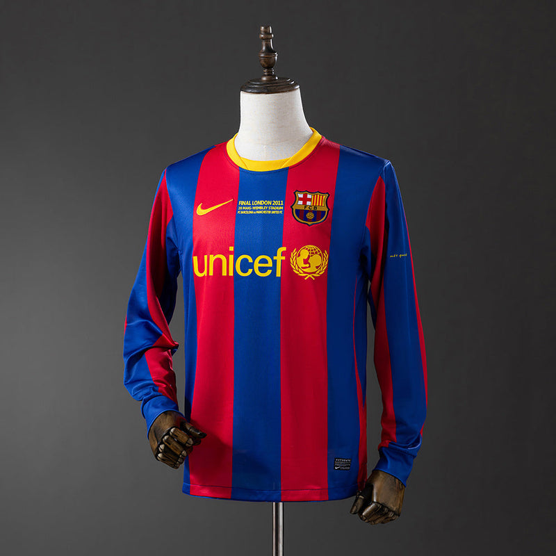 Retro Camisa Longa Barcelona 2010/11 Edição Champions League Home